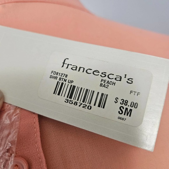 Sheer button-up NWT Francesca's Collections Size S - Picture 13 of 16